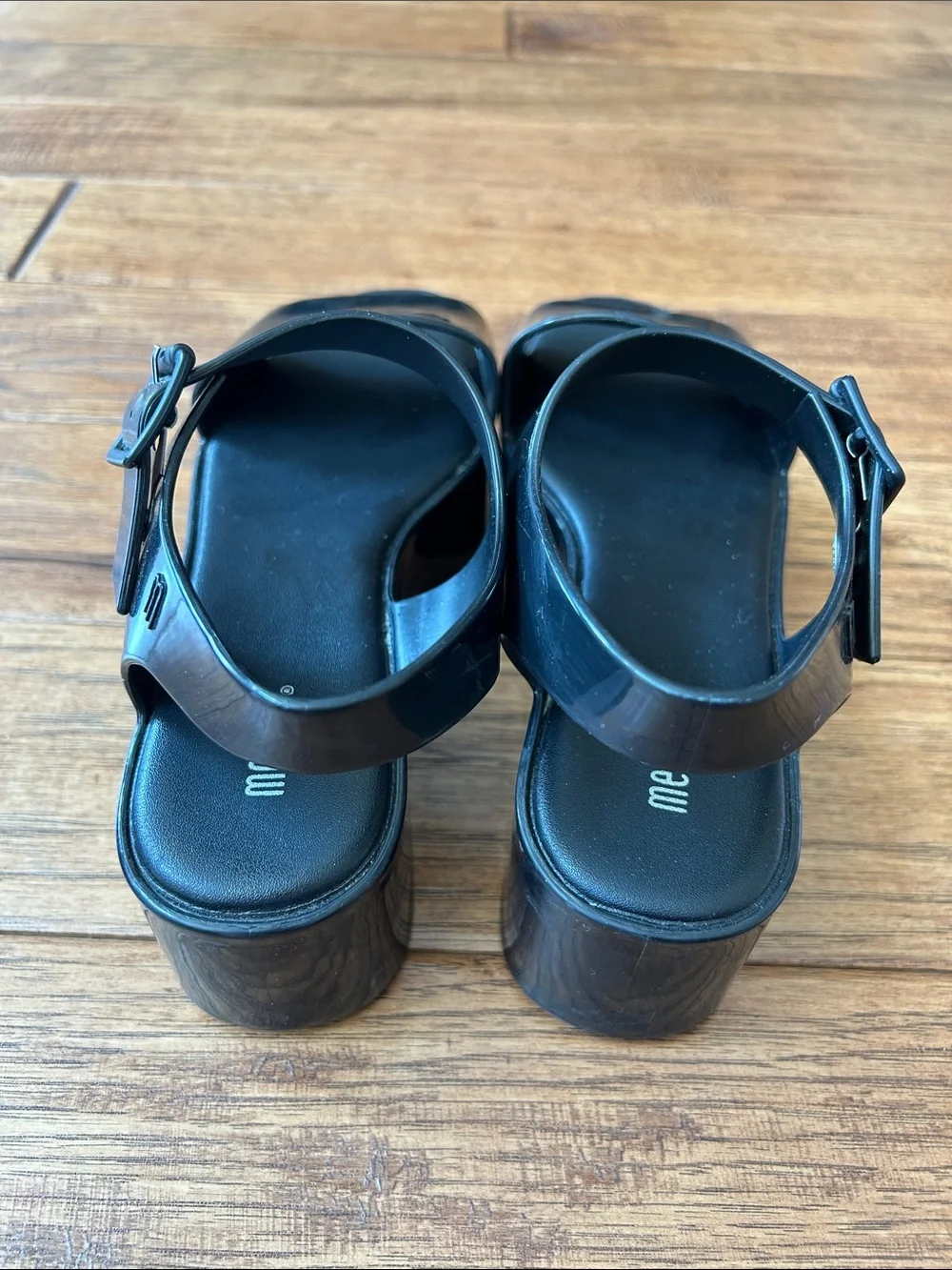 Melissa Mar Platform Sandals Black PVC Size 6